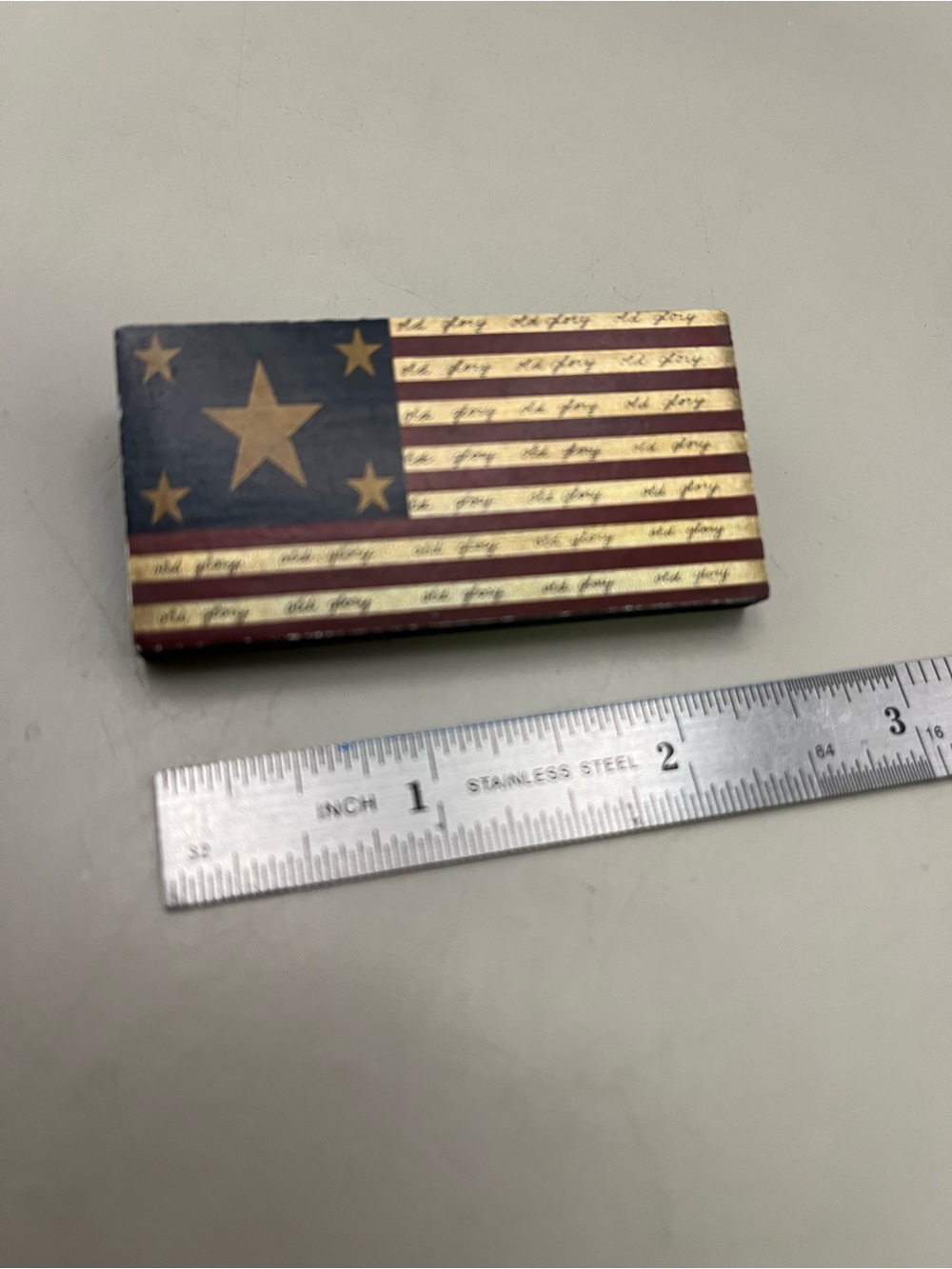 Vintage Wooden Patriotic Flag Brooch Old Glory USA Heart Handmade Primitive - Picture 7 of 7